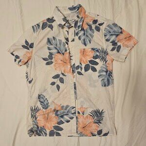American Eagle Men’s Hawaiian Resort Shirt – XS – Cream, Blue & Peach Floral